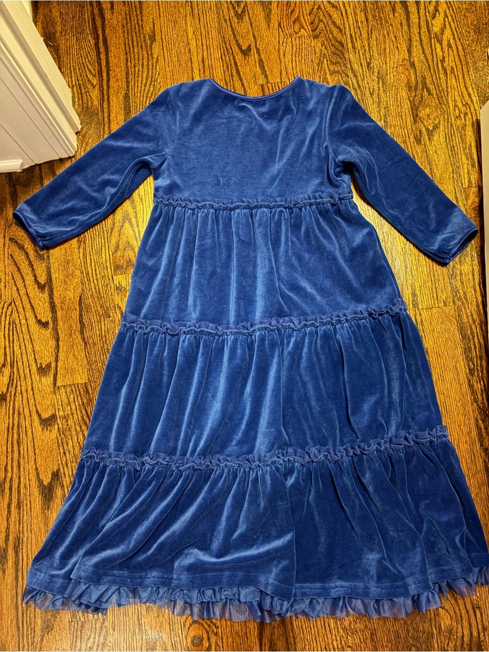 Girls' Size 9-10 Navy Blue Velvet Dress - Picture 2 of 3